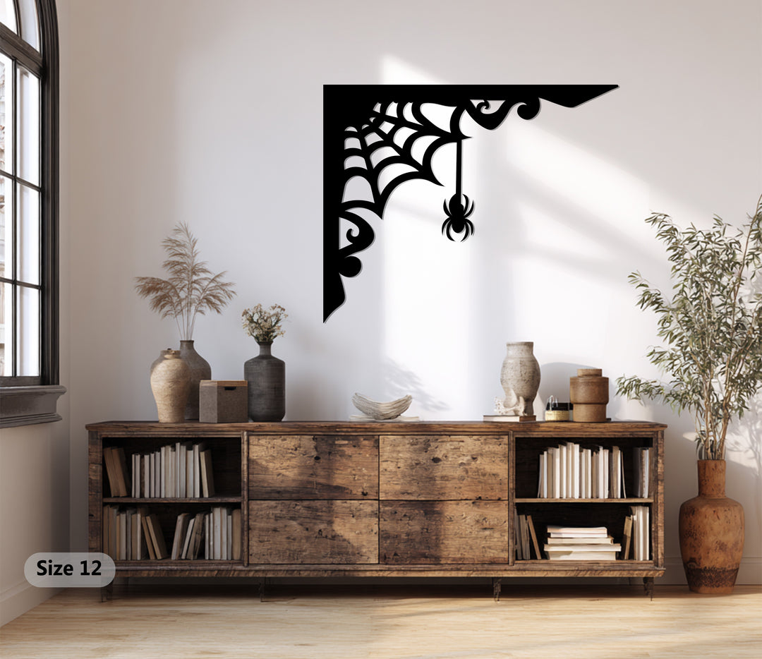 Spider Web Corner – Gothic Spider Metal Wall Art