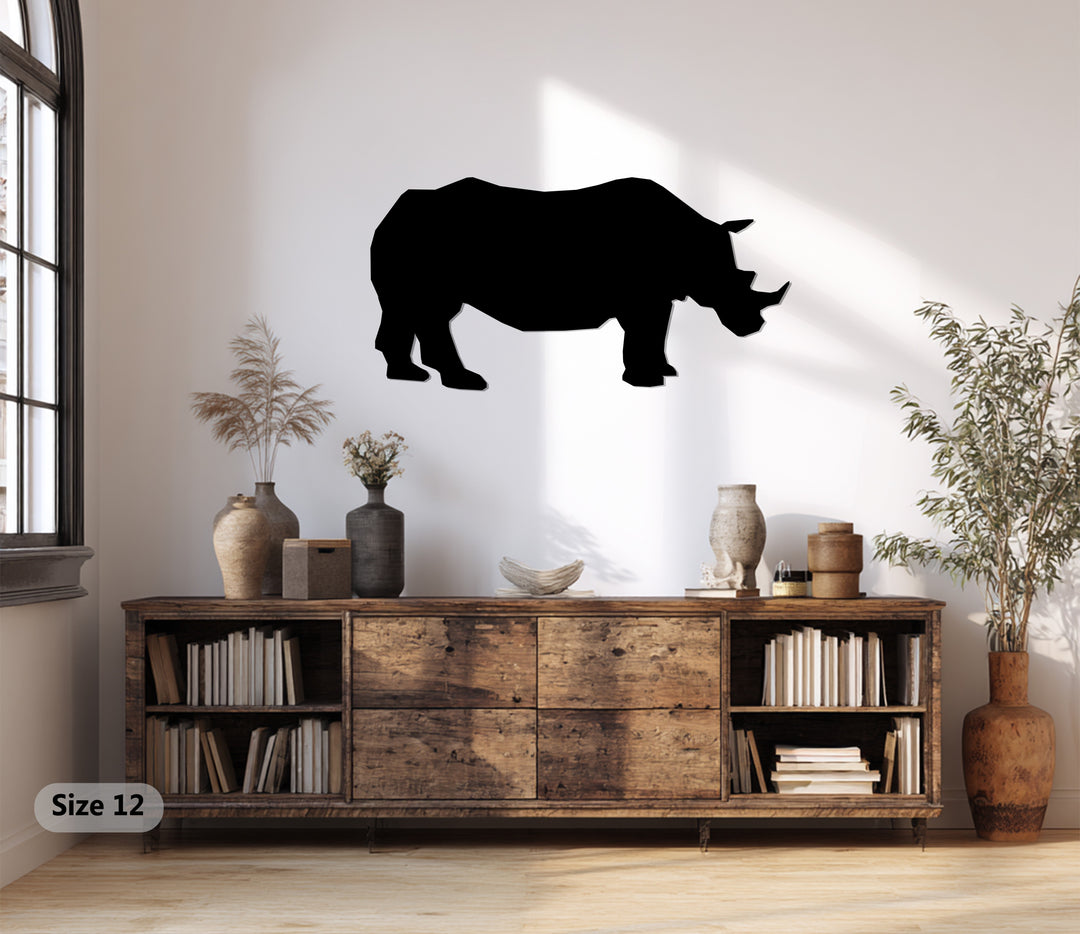 Wildlife inspired rhino metal wall art for living rooms and offices