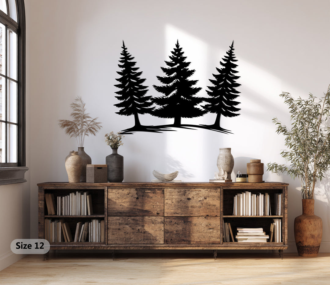 Evergreen Serenity – Pine Forest Metal Wall Art