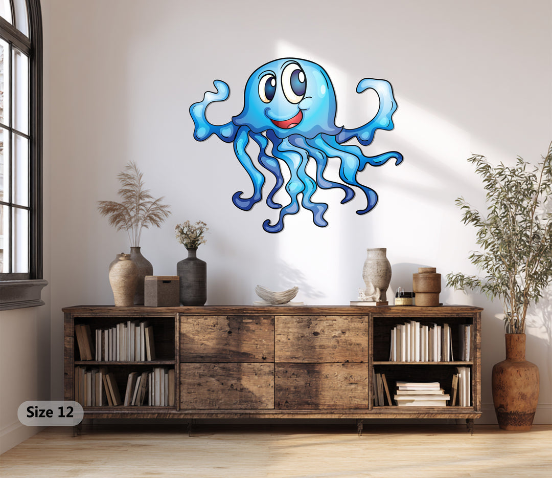 Happy Jellyfish Metal Wall Art – Playful Ocean-Inspired Design