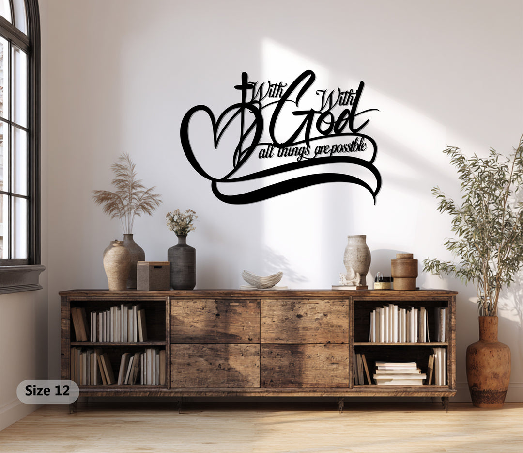With God All Things Are Possible – Red Christian Metal Wall Art