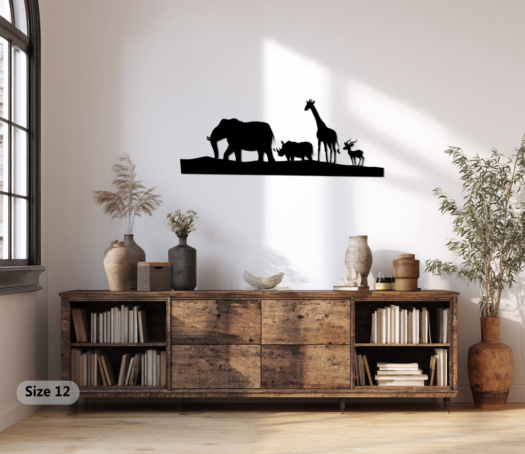 Safari Wildlife Silhouette – African Animals Metal Wall Art
