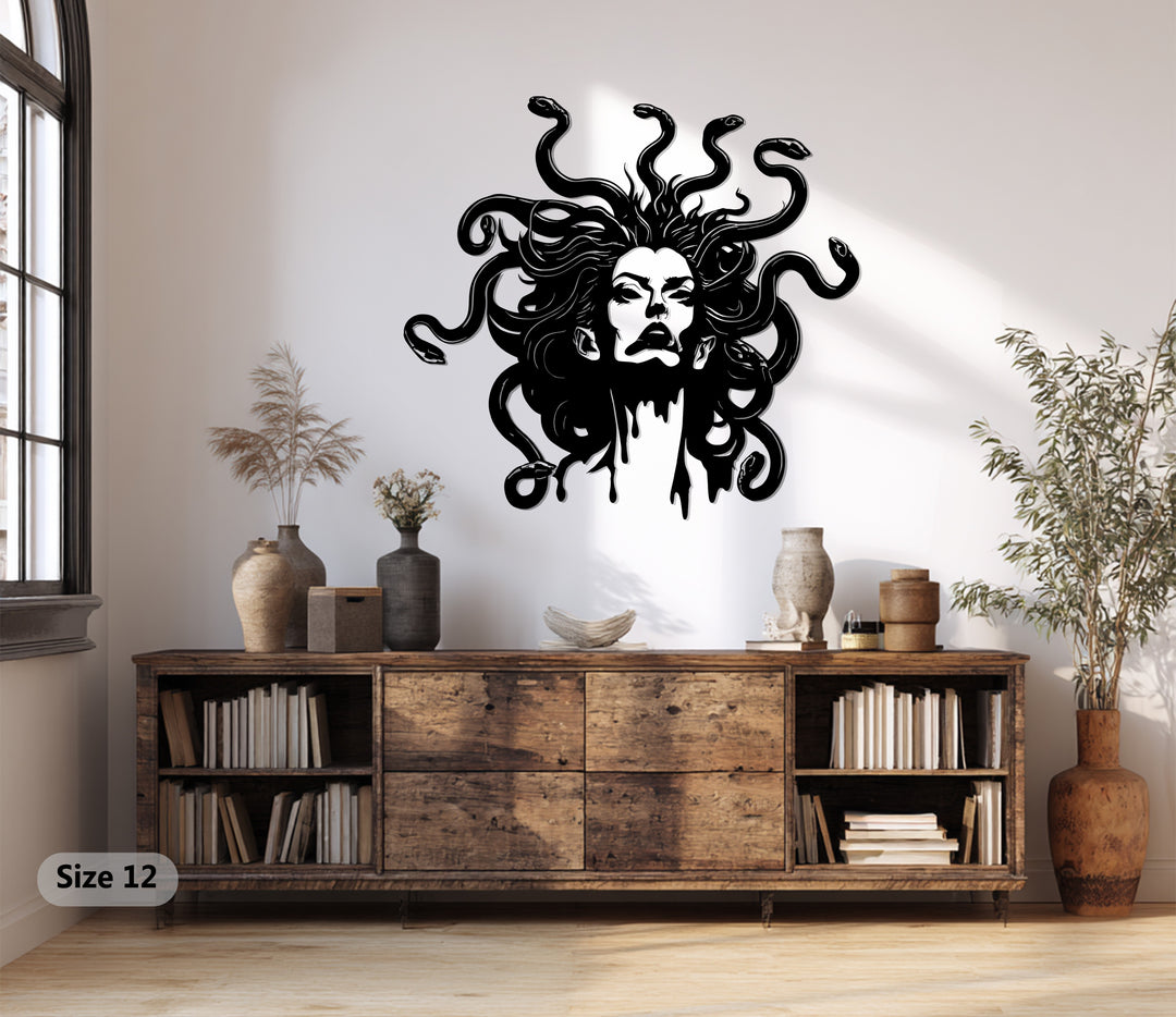 Mythology-inspired black metal wall art design