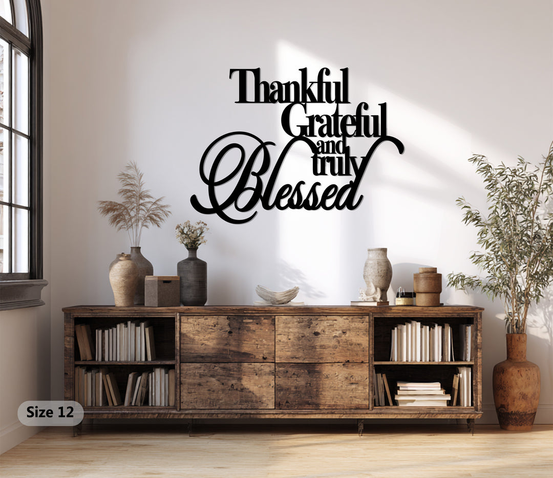 Thankful Grateful Blessed Metal Wall Art – Inspirational Home Decor