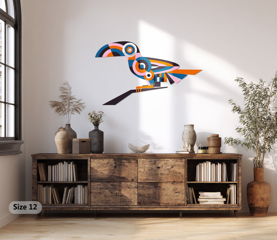 Abstract Toucan Metal Wall Art – Colorful Geometric Bird Home Decor