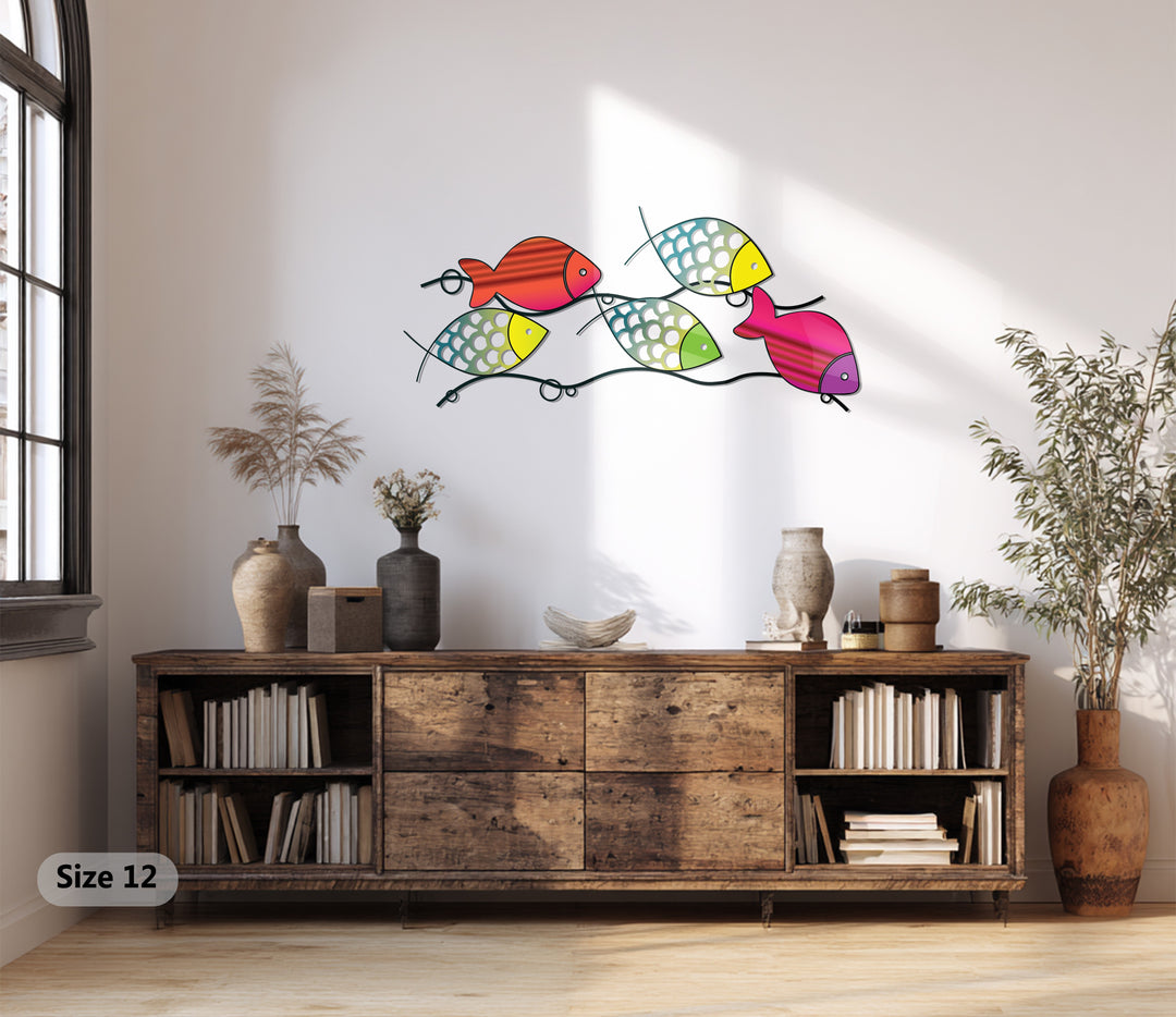 Colorful Fish Metal Wall Art – Modern Ocean-Inspired Abstract Design