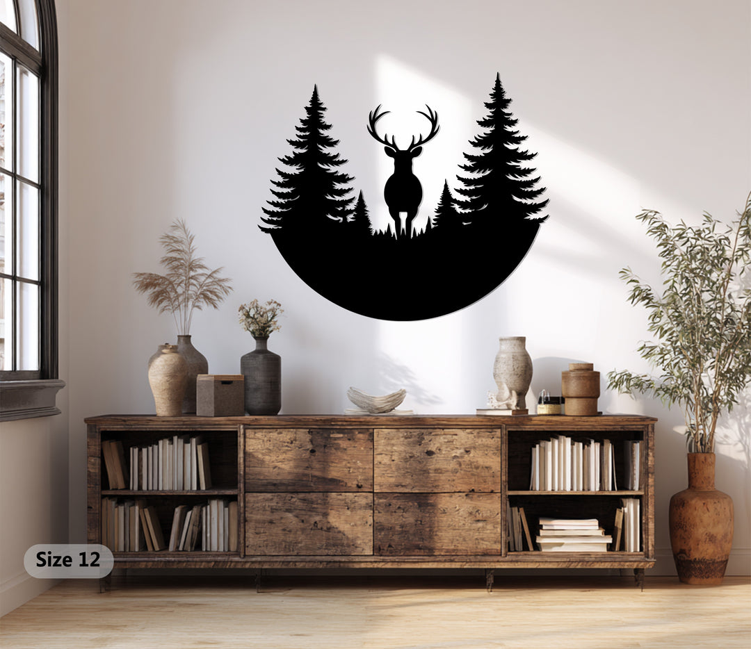 Majestic Deer in Forest Metal Wall Art – Rustic Nature Décor