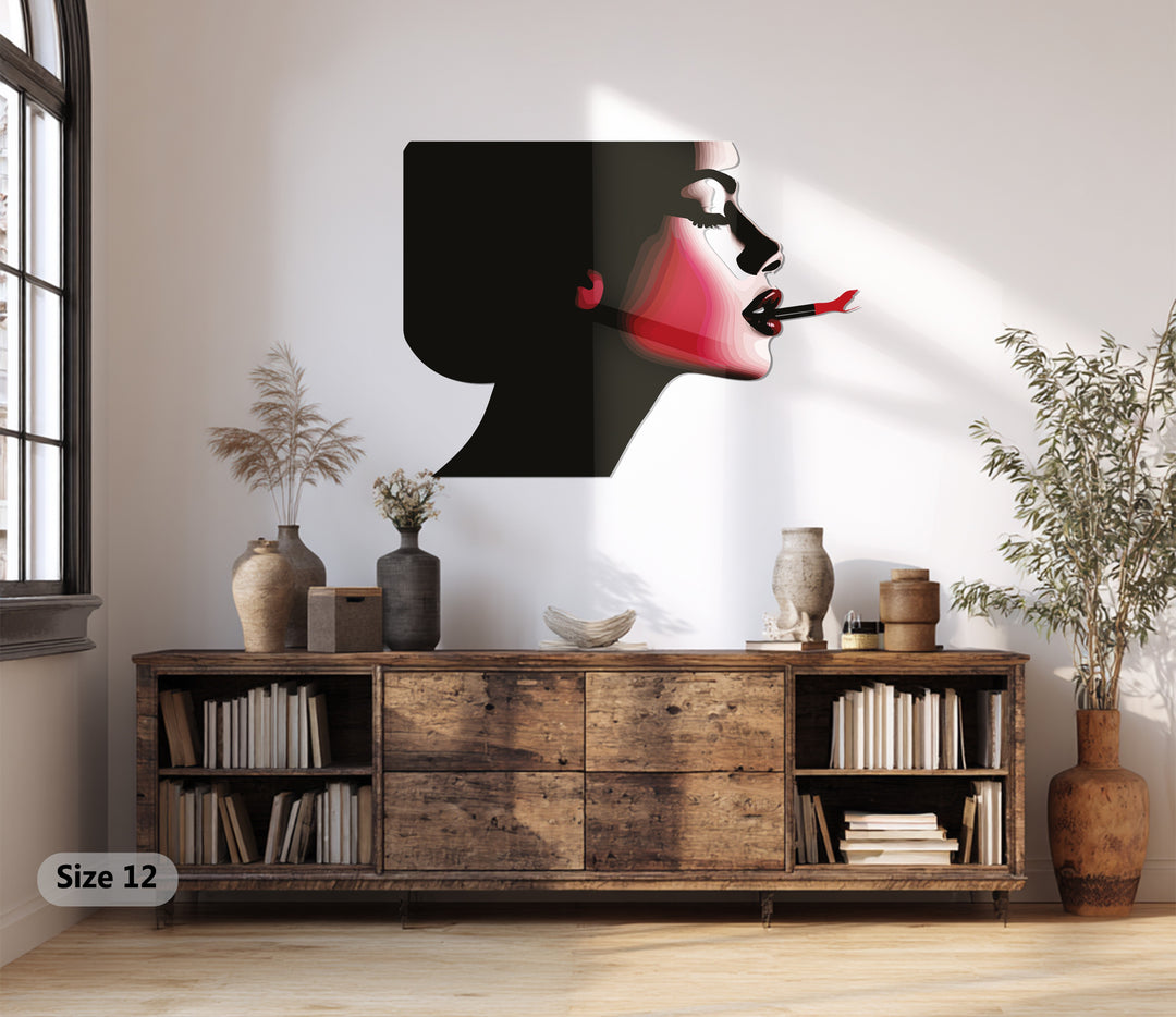 Scarlet Smoke – Bold Woman Silhouette Metal Wall Art