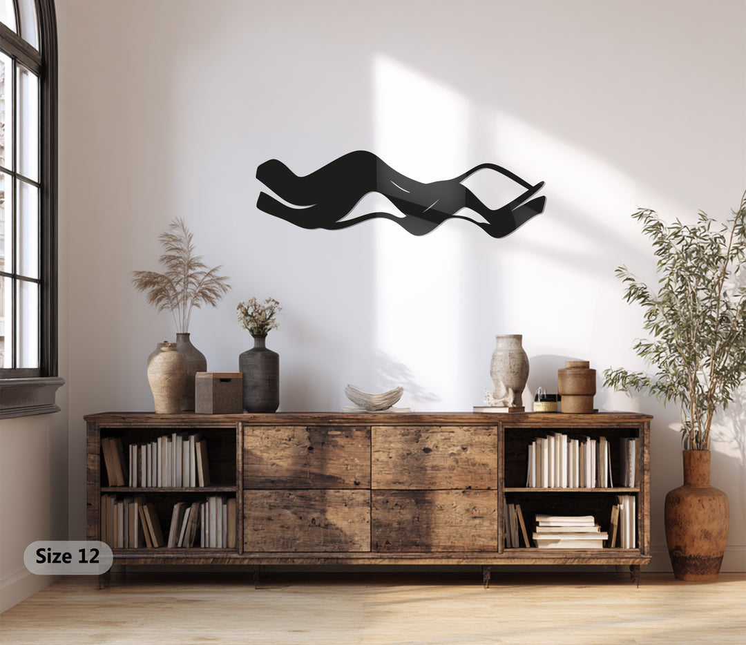 Abstract Waves Metal Wall Art – Modern Minimalist Black Wall Decor