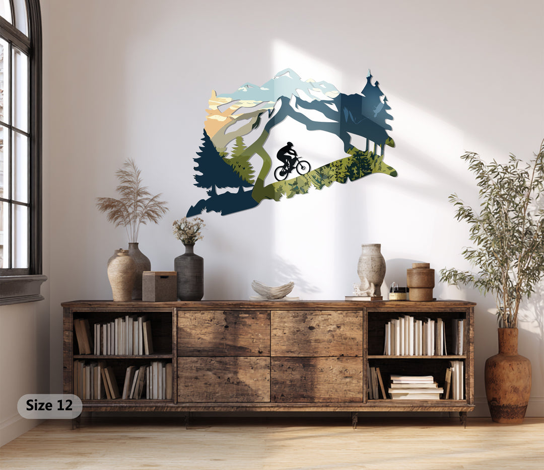 Mountain Biker Metal Wall Art – Adventure Landscape Design