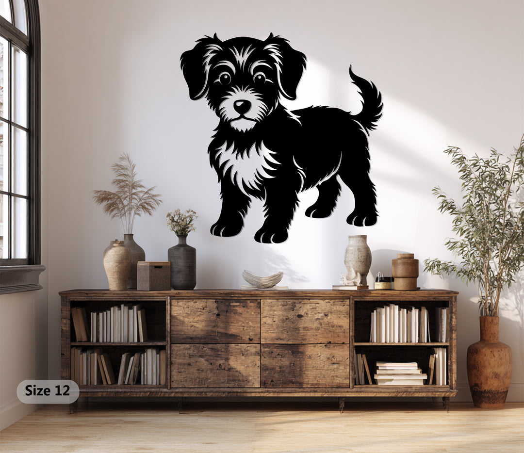 Playful Puppy Silhouette – Dog Metal Wall Art