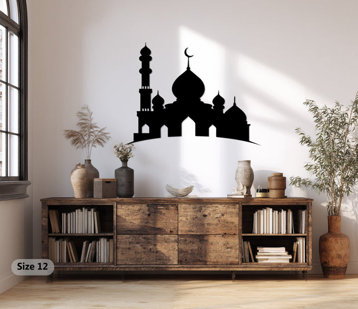 Black mosque silhouette wall art