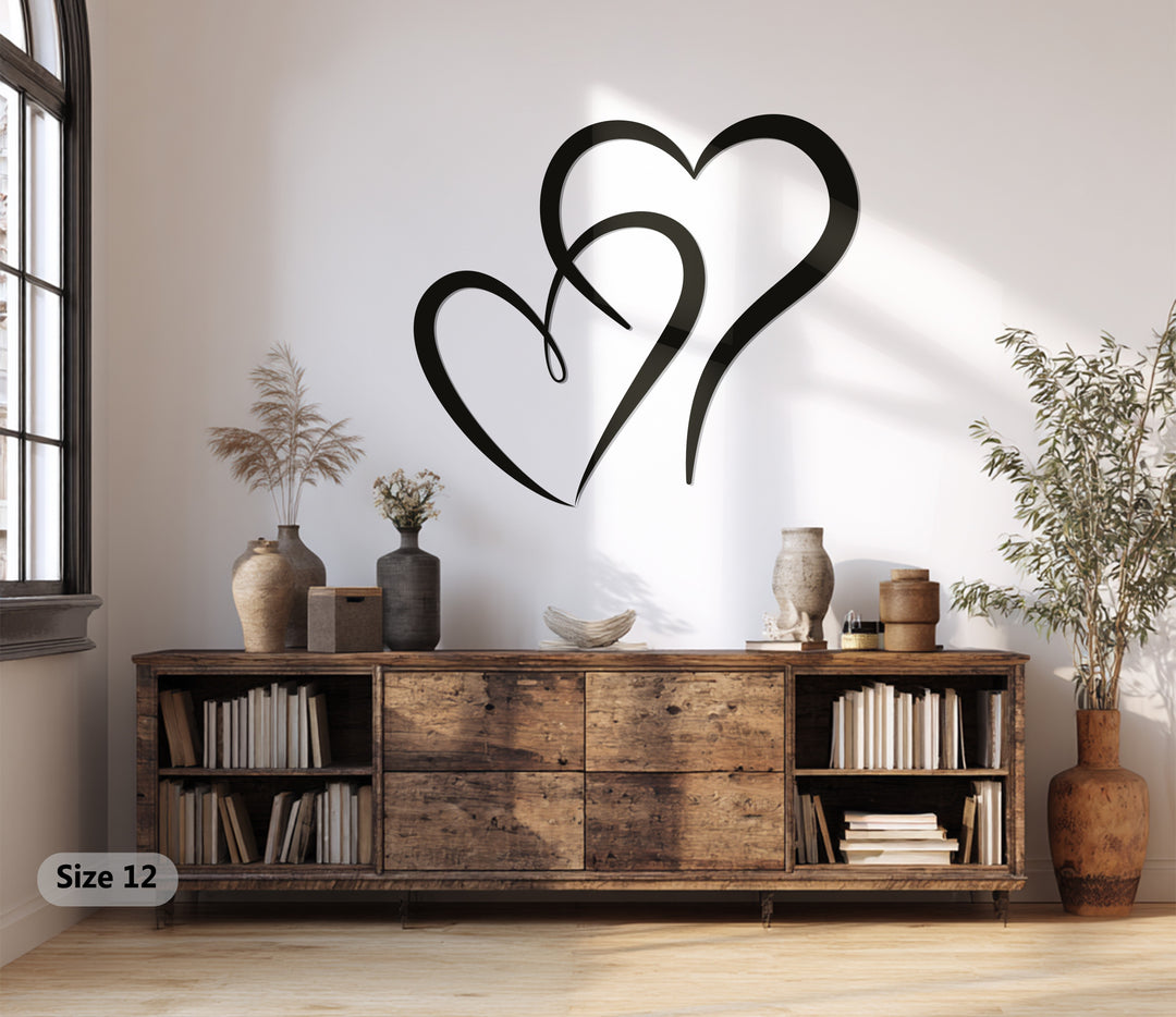 Intertwined Double Hearts – Romantic Metal Wall Art