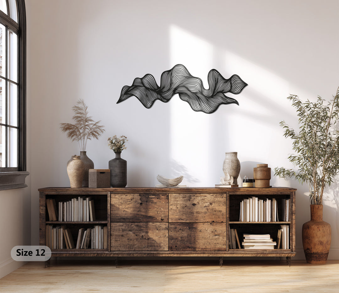 Wavy Flow Metal Wall Art – Modern Abstract Black Sculpture