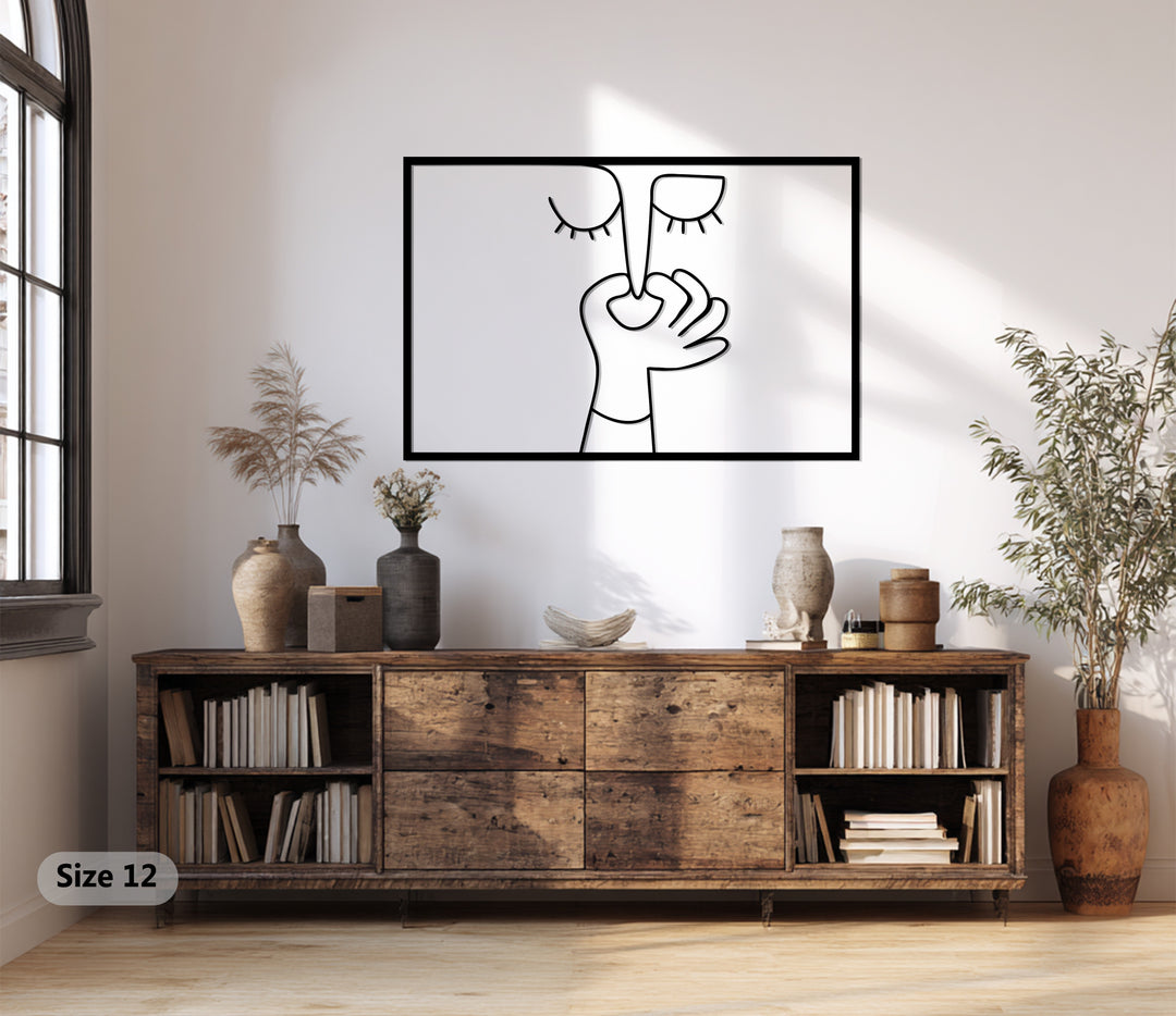 Abstract Silence Face – Modern Red Metal Wall Art