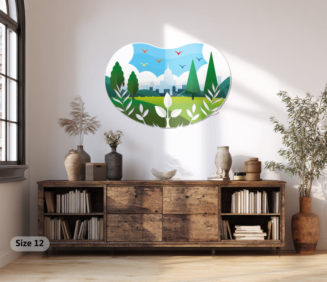Urban Serenity – Modern Nature Landscape Metal Wall Art