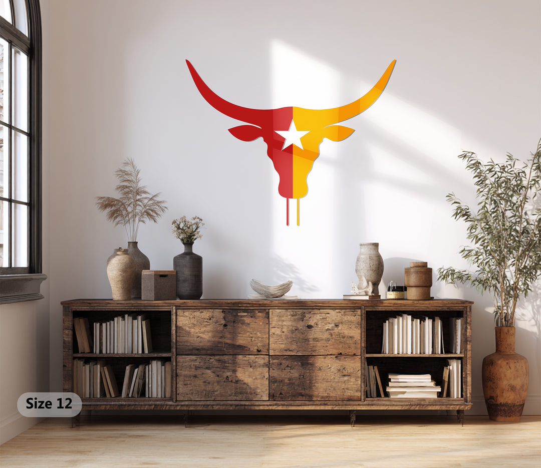 تكساس لونغ هورن ستار – غربي فن جداري معدني