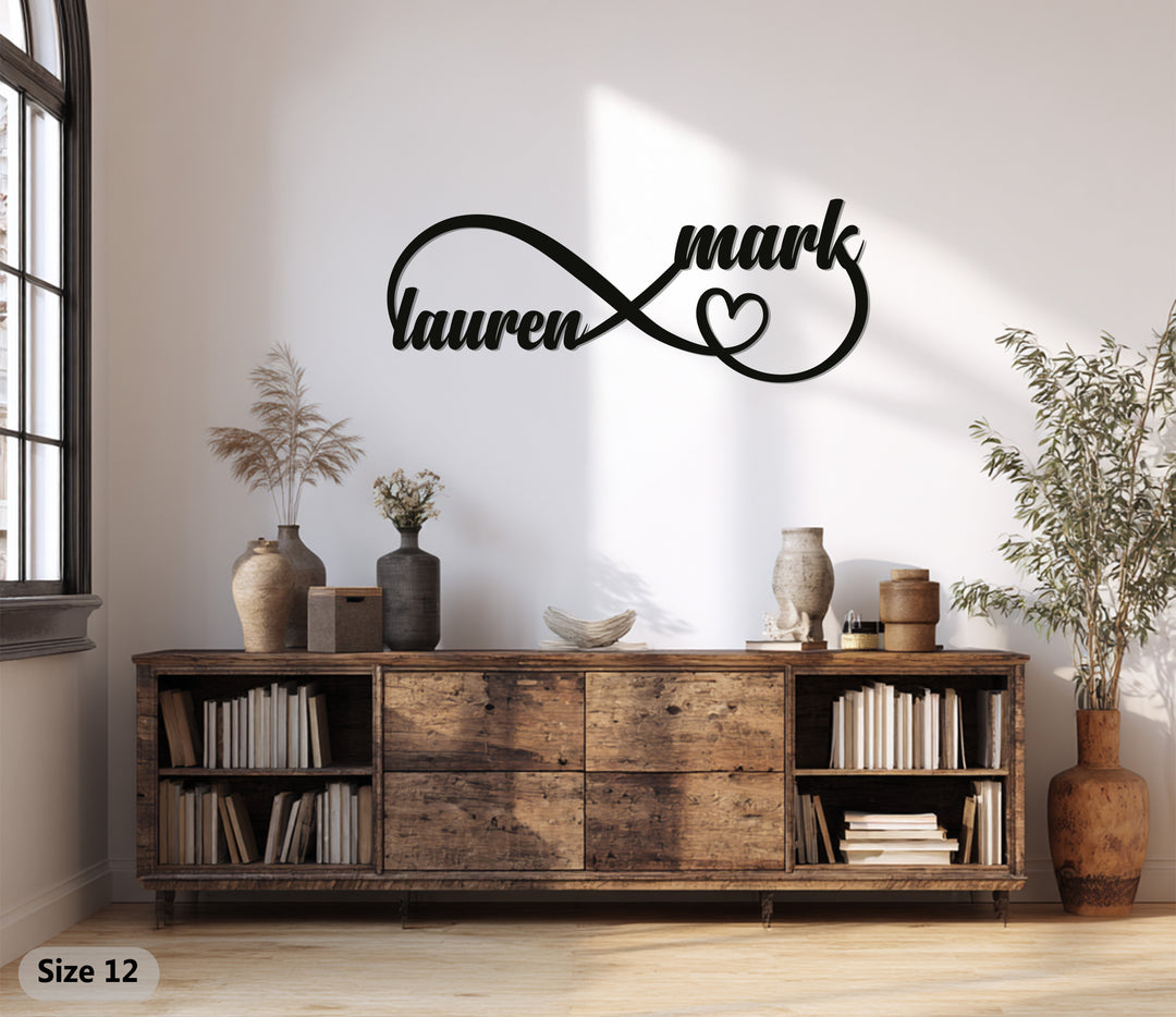 Infinity Couple Name Metal Wall Art – Personalized Decor