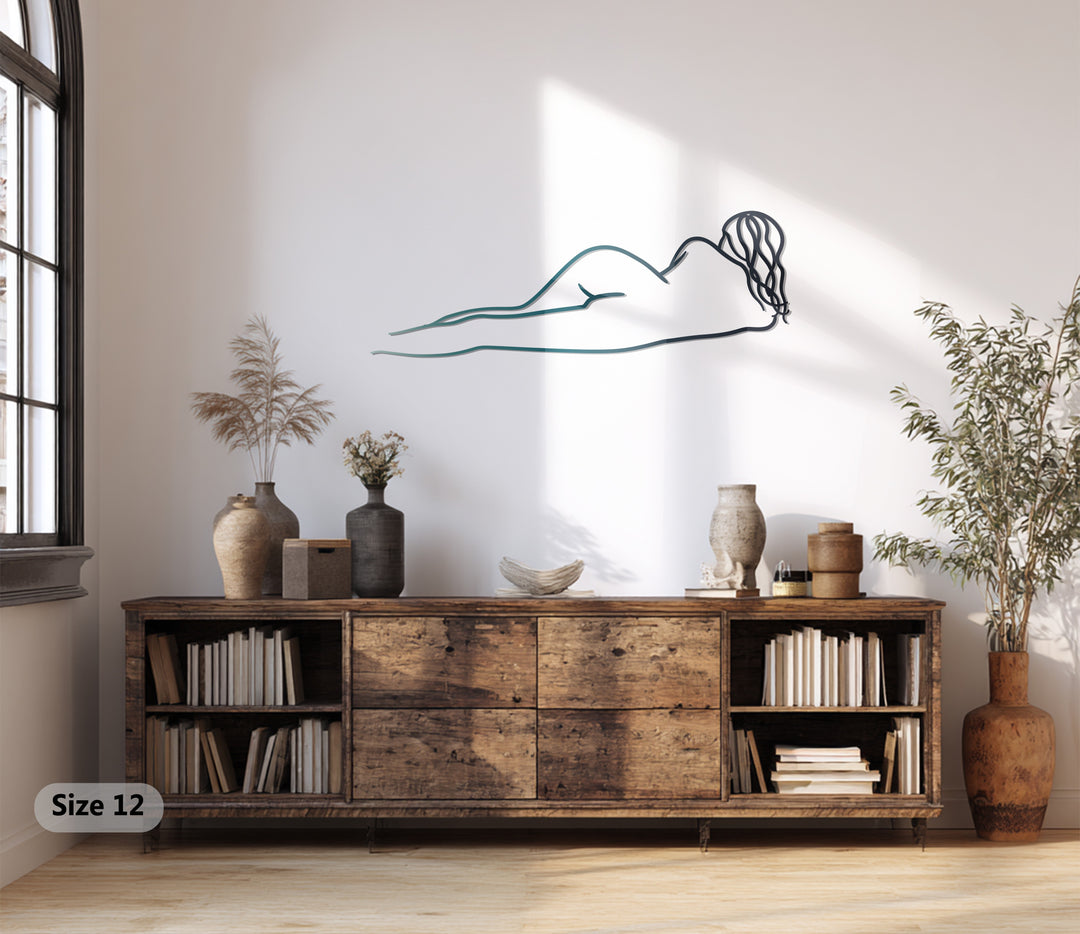 Reclining Grace – Minimalist Female Silhouette Metal Wall Art