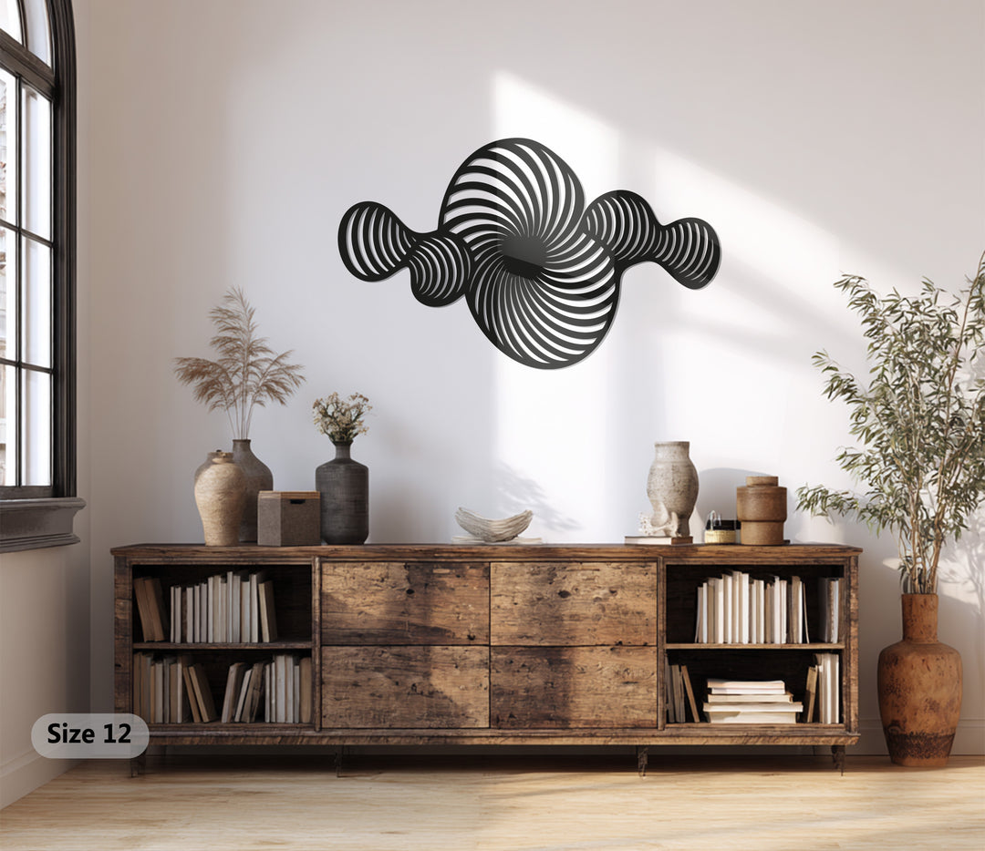 Abstract Spiral Metal Wall Art – Modern Black Geometric Decor