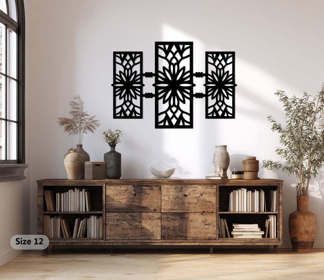 سيمتري بلوم – تصميم زهري هندسي حديث فن جداري معدني