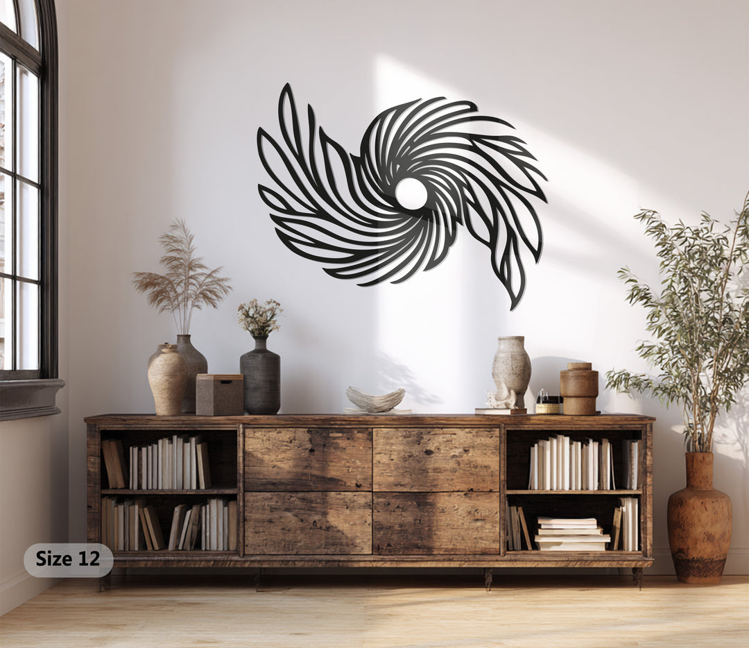 Abstract Sunburst Metal Wall Art – Modern Black Geometric Decor
