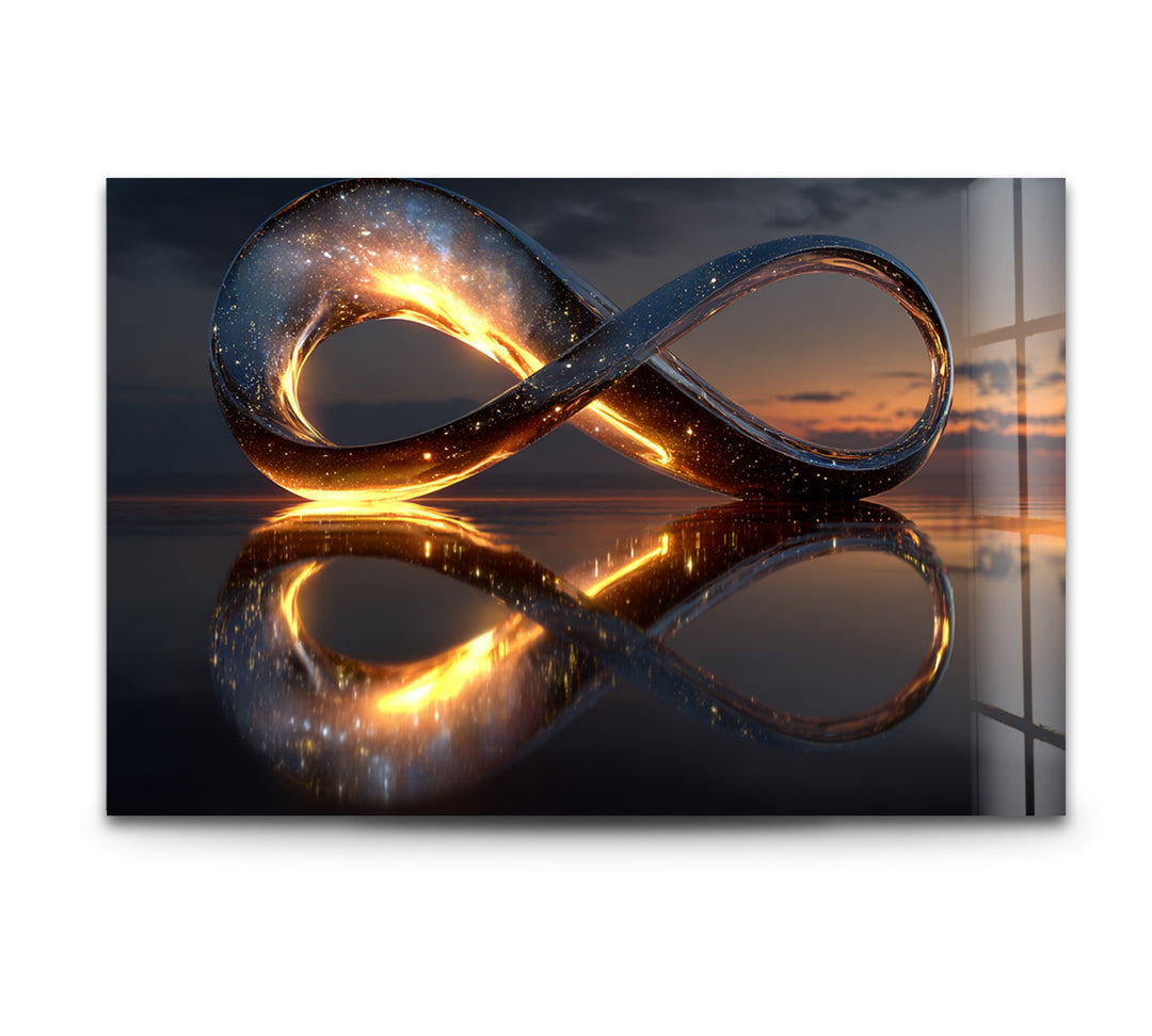 Eternal Horizon Loop – Illuminated Infinity Sculpture Glass Wall Art