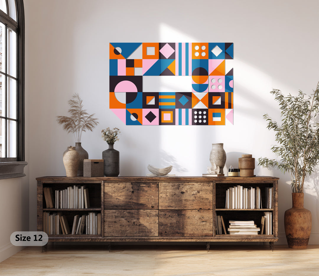 Geometric Shapes Metal Wall Art – Colorful Modern Abstract Home Decor