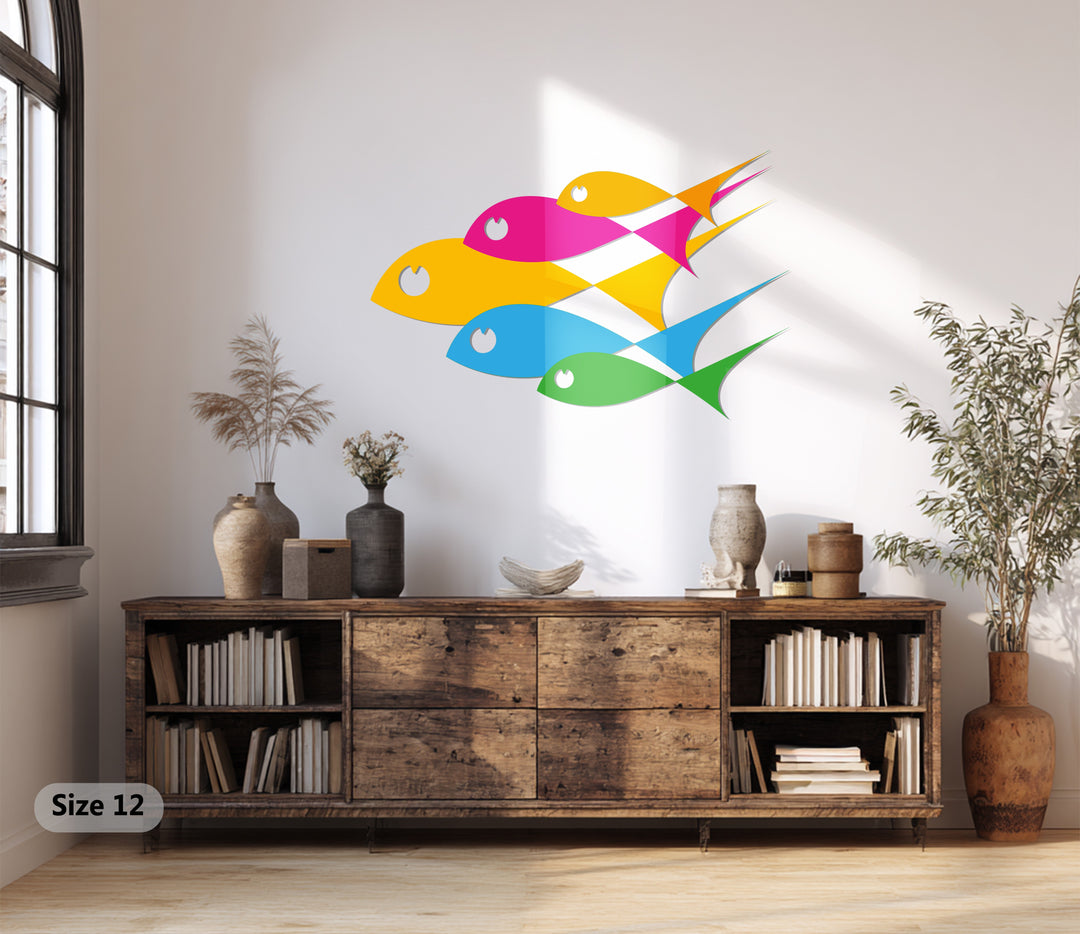 Color Splash Harmony – Modern Abstract Fish Metal Wall Art
