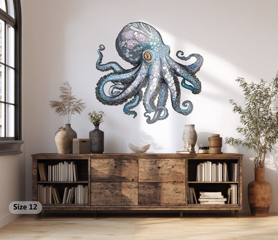 Ocean Octopus Metal Wall Art – Intricate Marine-Inspired Home Decor