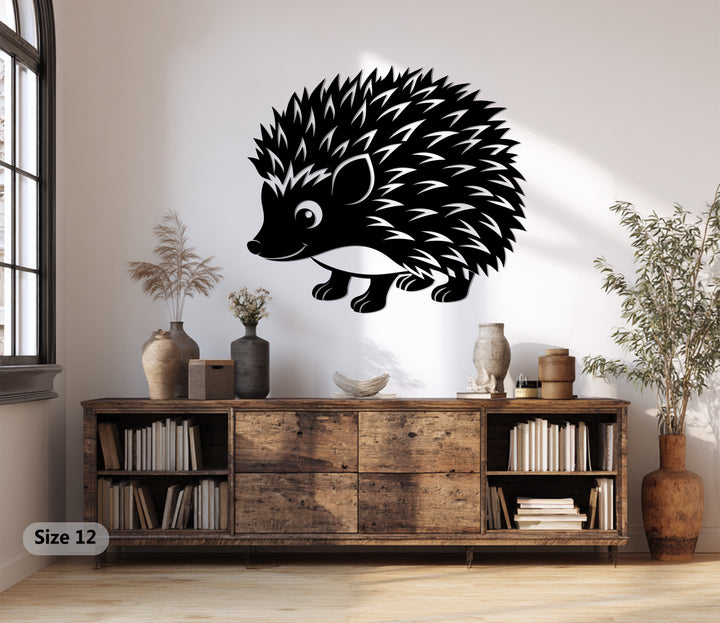 Adorable hedgehog silhouette metal wall art for bedrooms and nurseries