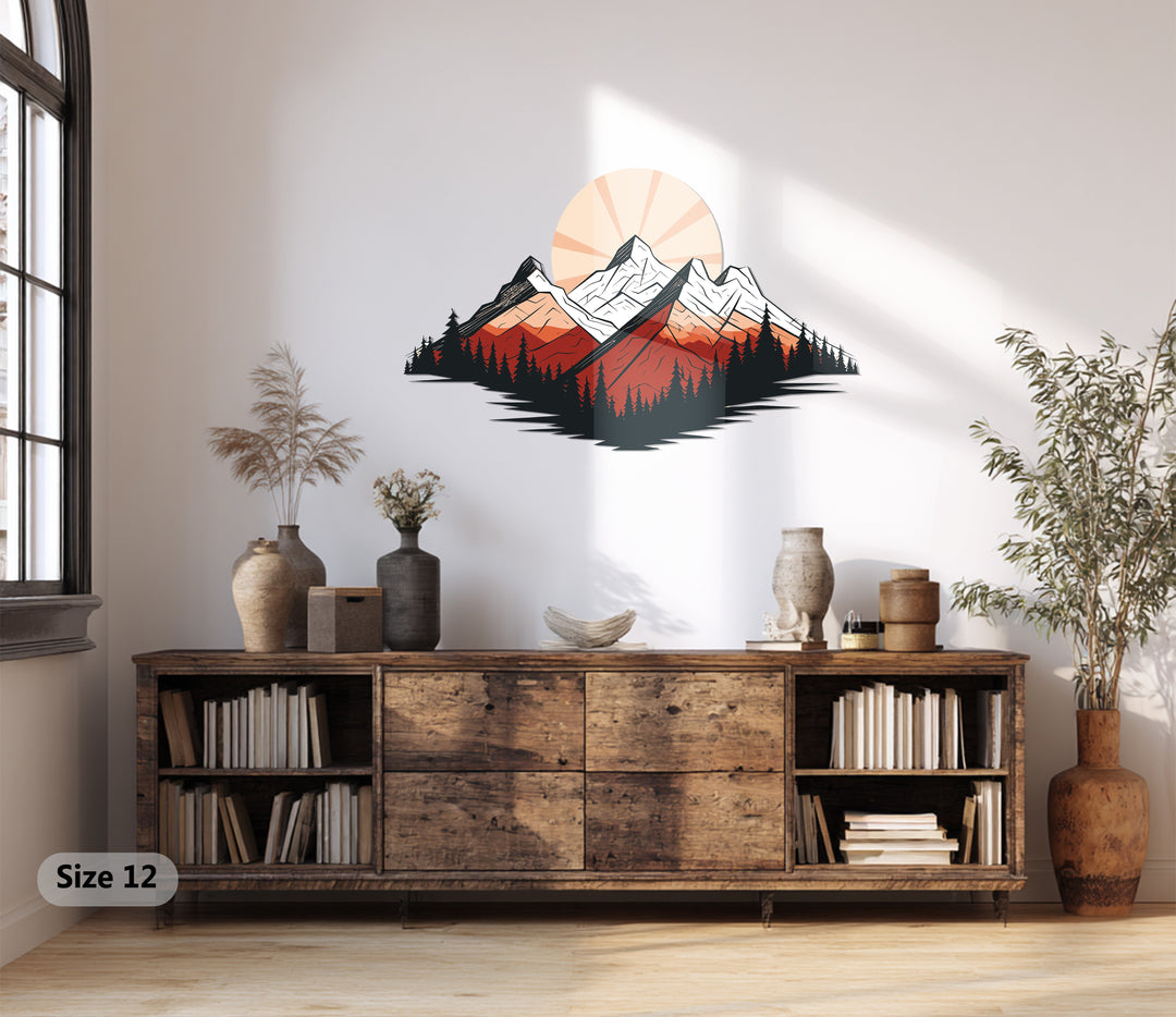 Majestic Peaks – Sunset Mountain Landscape Metal Wall Art