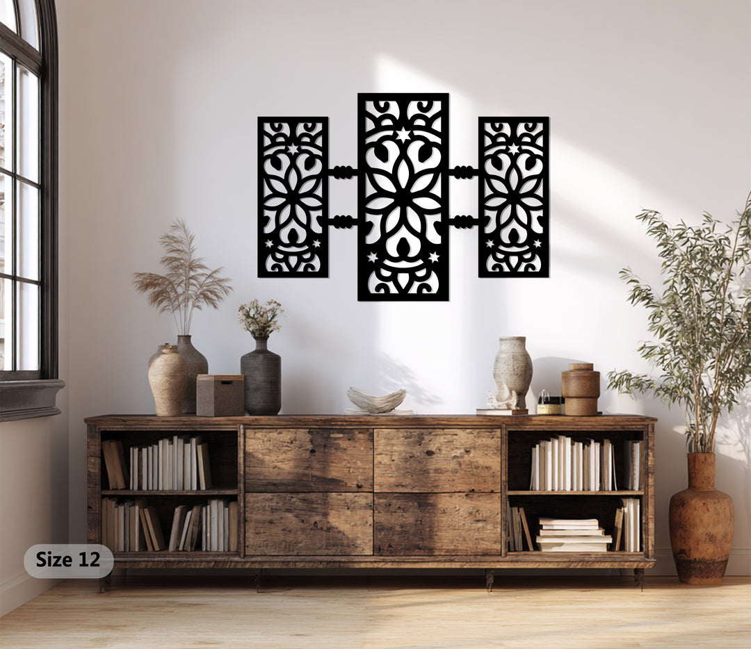 بتلة مضيئة – تصميم هندسي زهري حديث فن جداري معدني