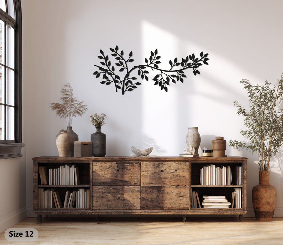Leaf Branch Metal Wall Art – Minimalist Botanical Design
