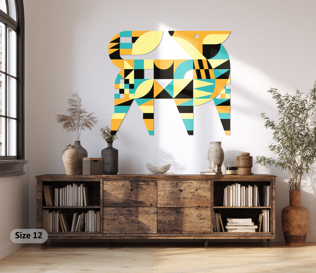 Geometric Fox Metal Wall Art – Colorful Modern Animal Home Decor
