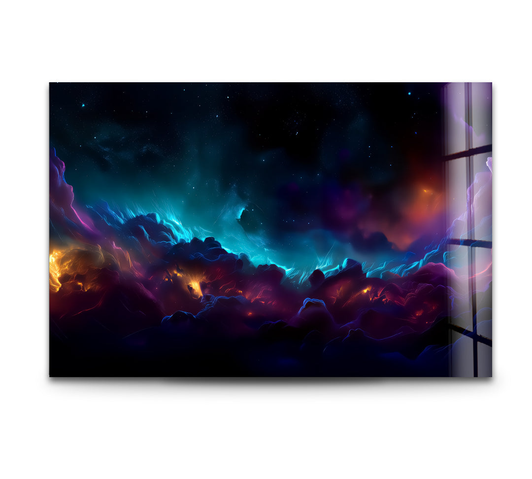 Portal to the Cosmos – Abstract Galaxy Dreamscape Glass Wall Art