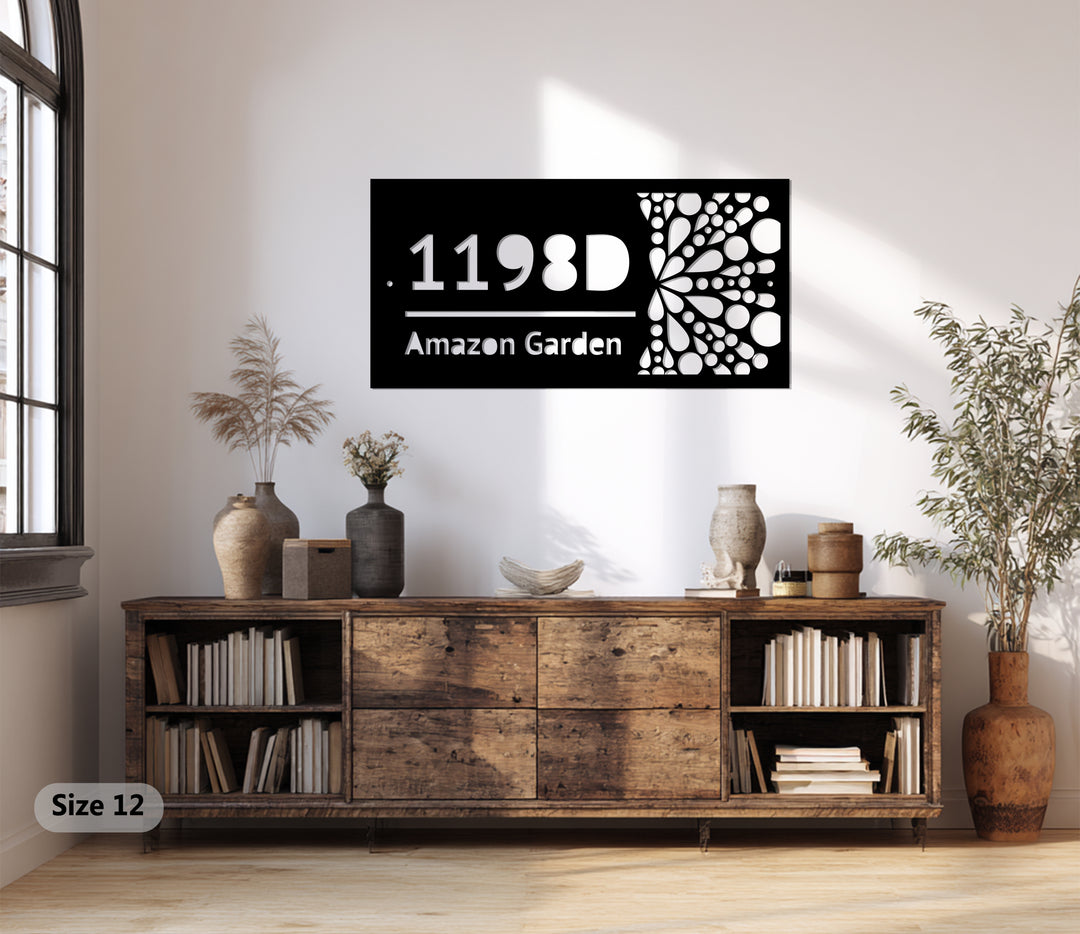 Custom Metal Address Plaque – Modern Raindrop Design House Number Sign