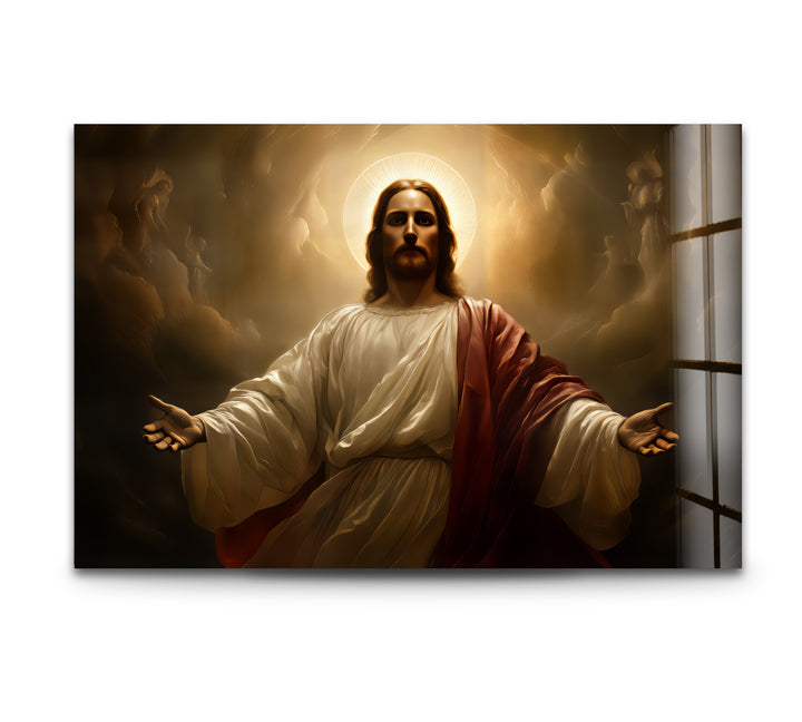 Divine Light – Sacred Jesus Portrait Glass Wall Art
