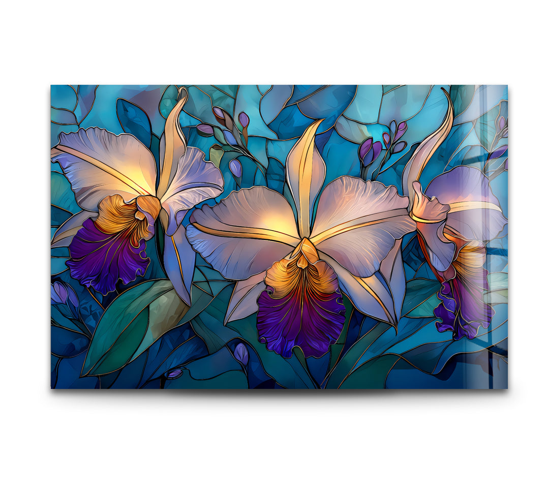 Orchid Symphony – Tropical Bloom Glass Wall Art