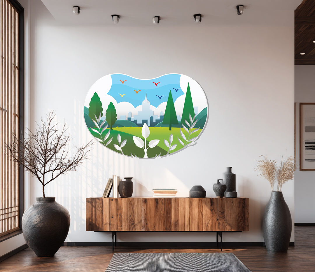 Urban Serenity – Modern Nature Landscape Metal Wall Art
