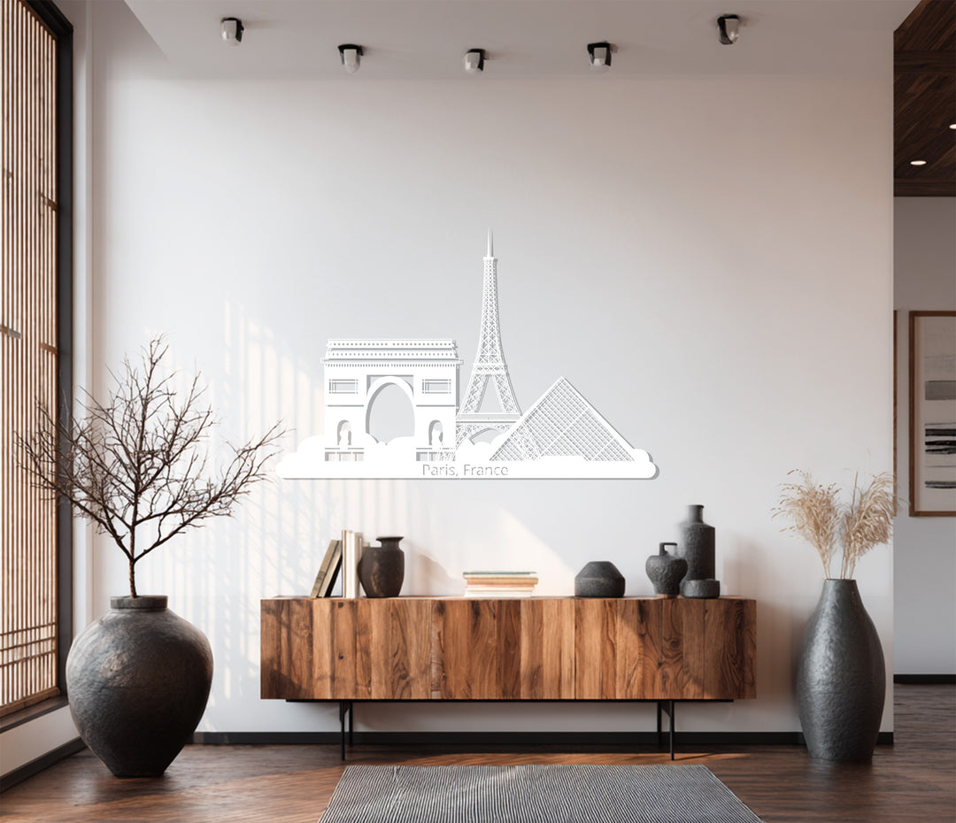 Modern Paris skyline metal wall art