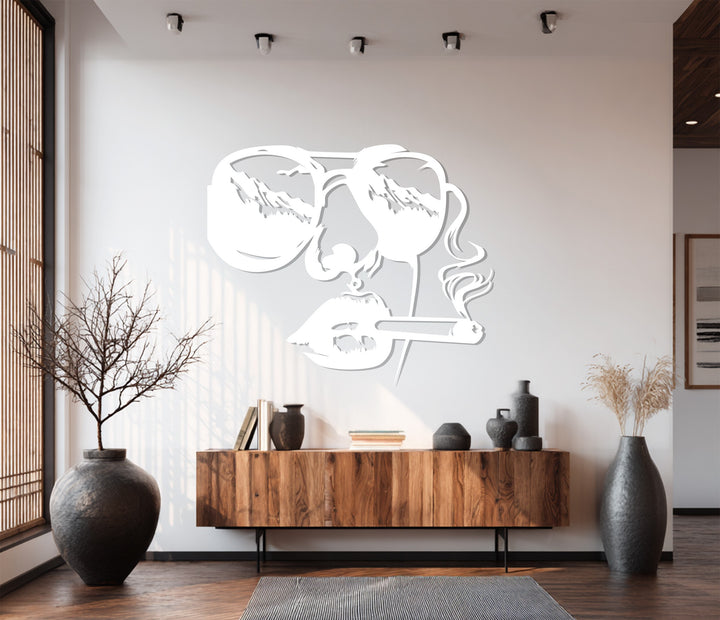 Modern abstract portrait metal artwork for interiors