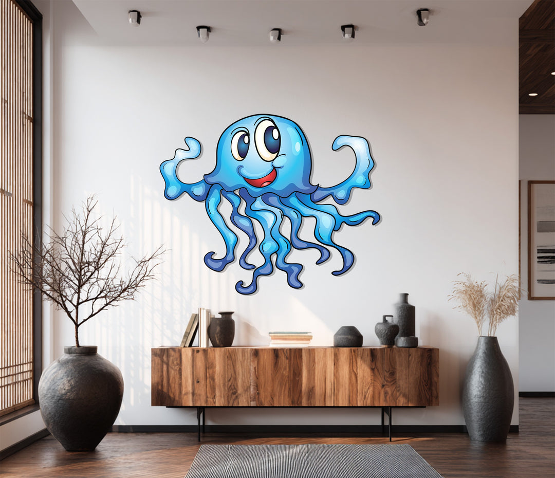 Happy Jellyfish Metal Wall Art – Playful Ocean-Inspired Design