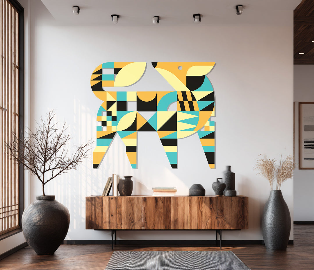 Geometric Fox Metal Wall Art – Colorful Modern Animal Home Decor