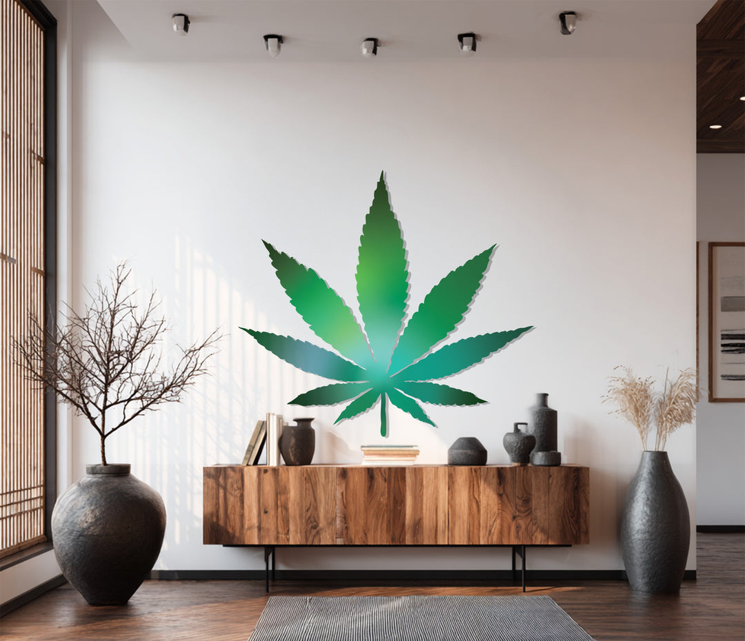 Green Leaf Silhouette Metal Wall Art – Bold Botanical Wall Decor