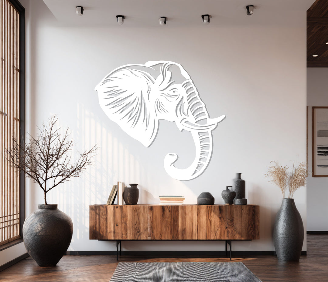 Laser-cut elephant metal wall piece for contemporary interiors