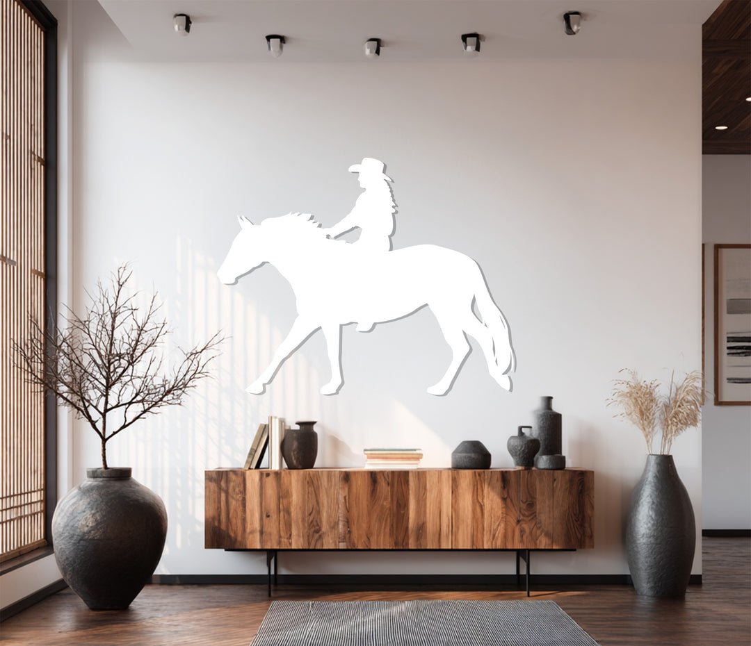 Western-Cowboy-Silhouette – Pferd & Rodeo Metall Wandbilder