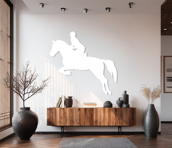 Horse jump silhouette metal wall art
