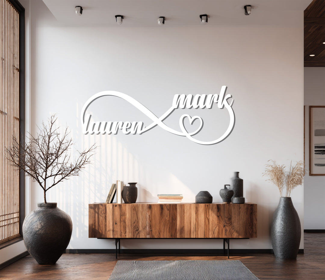 Infinity Couple Name Metal Wall Art – Personalized Decor