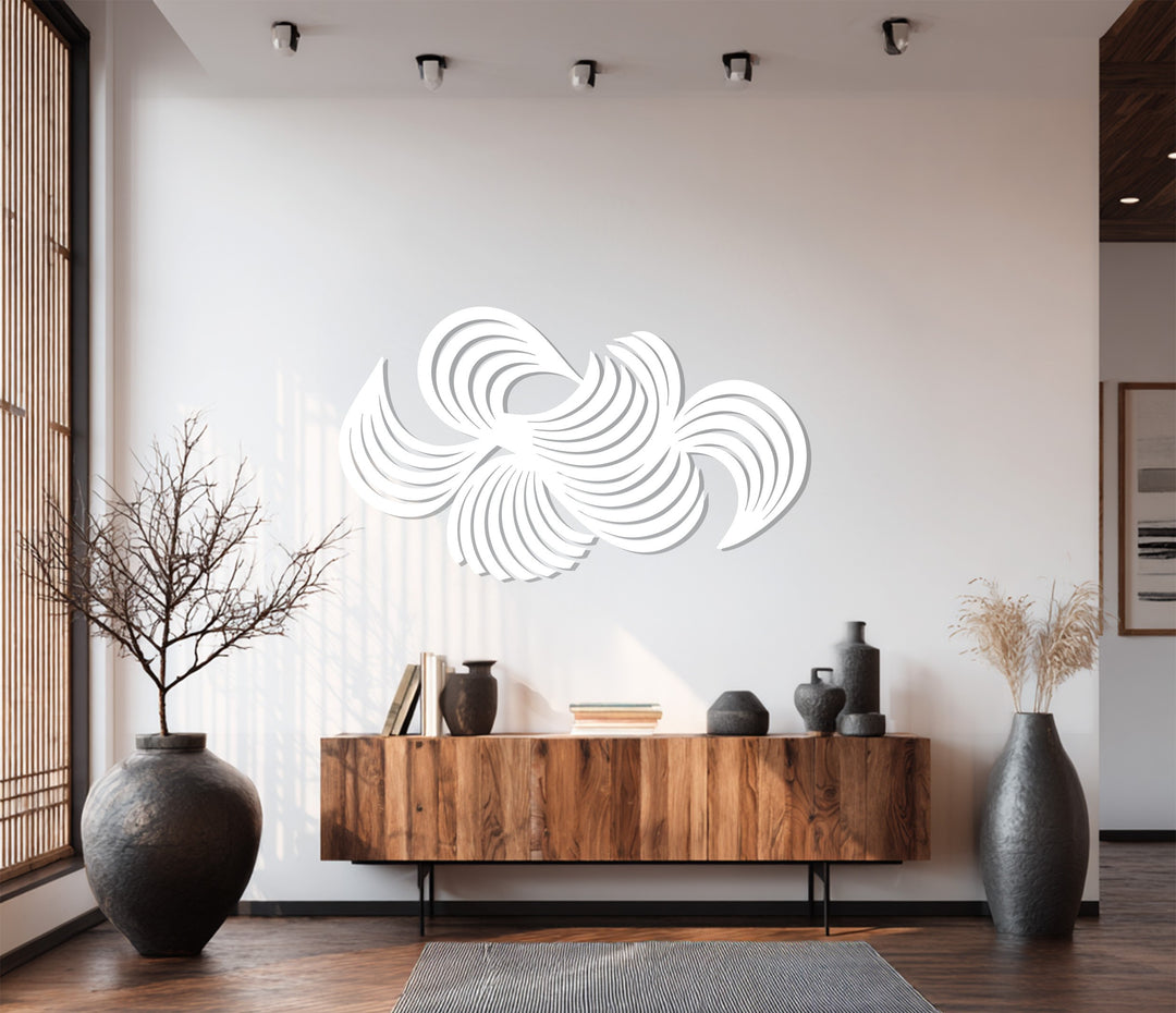 Modern Abstract Swirl Metal Wall Art – Black Geometric Home Décor